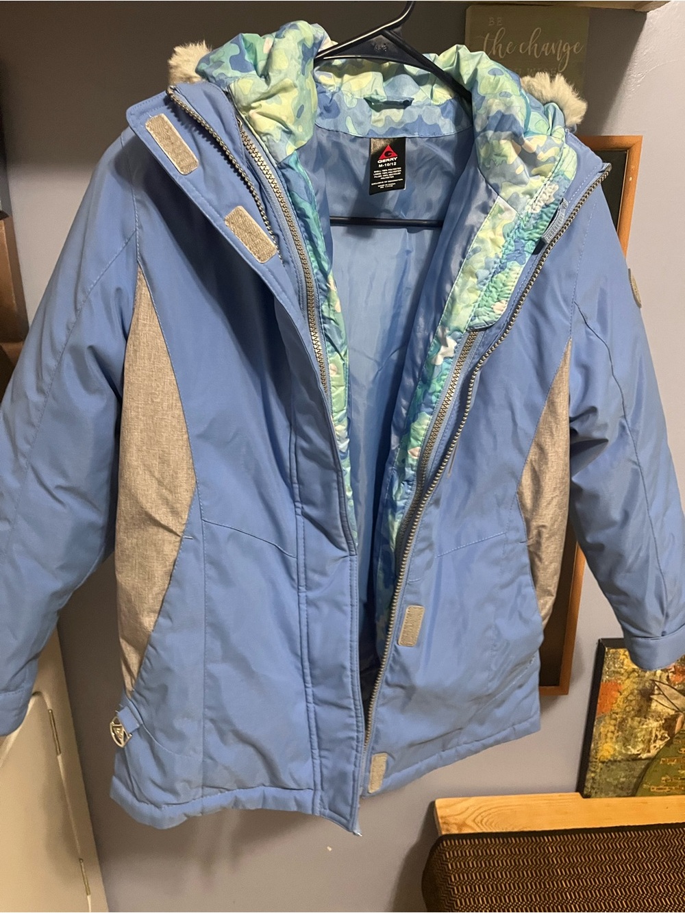 Gerry Weber Light Blue and Gray Kids' Puffer Jacket with Hood